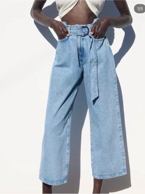 Zara high rise Z1975 Cropped Wide Leg Jeans